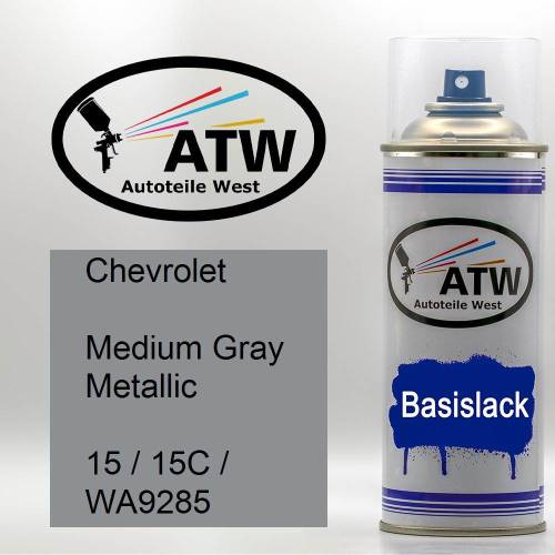 Chevrolet, Medium Gray Metallic, 15 / 15C / WA9285: 400ml Sprühdose, von ATW Autoteile West.